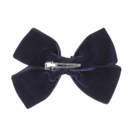 Navy Velvet Bow Hair Clip (11cm)
