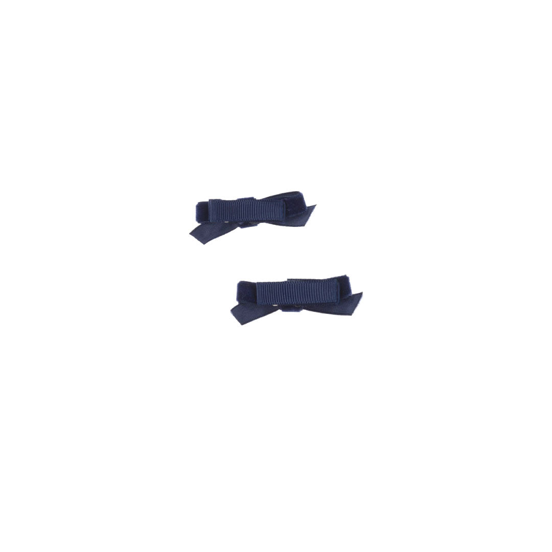 Girls Navy Blue Velvet Bow Hair Clips (2 Pack)