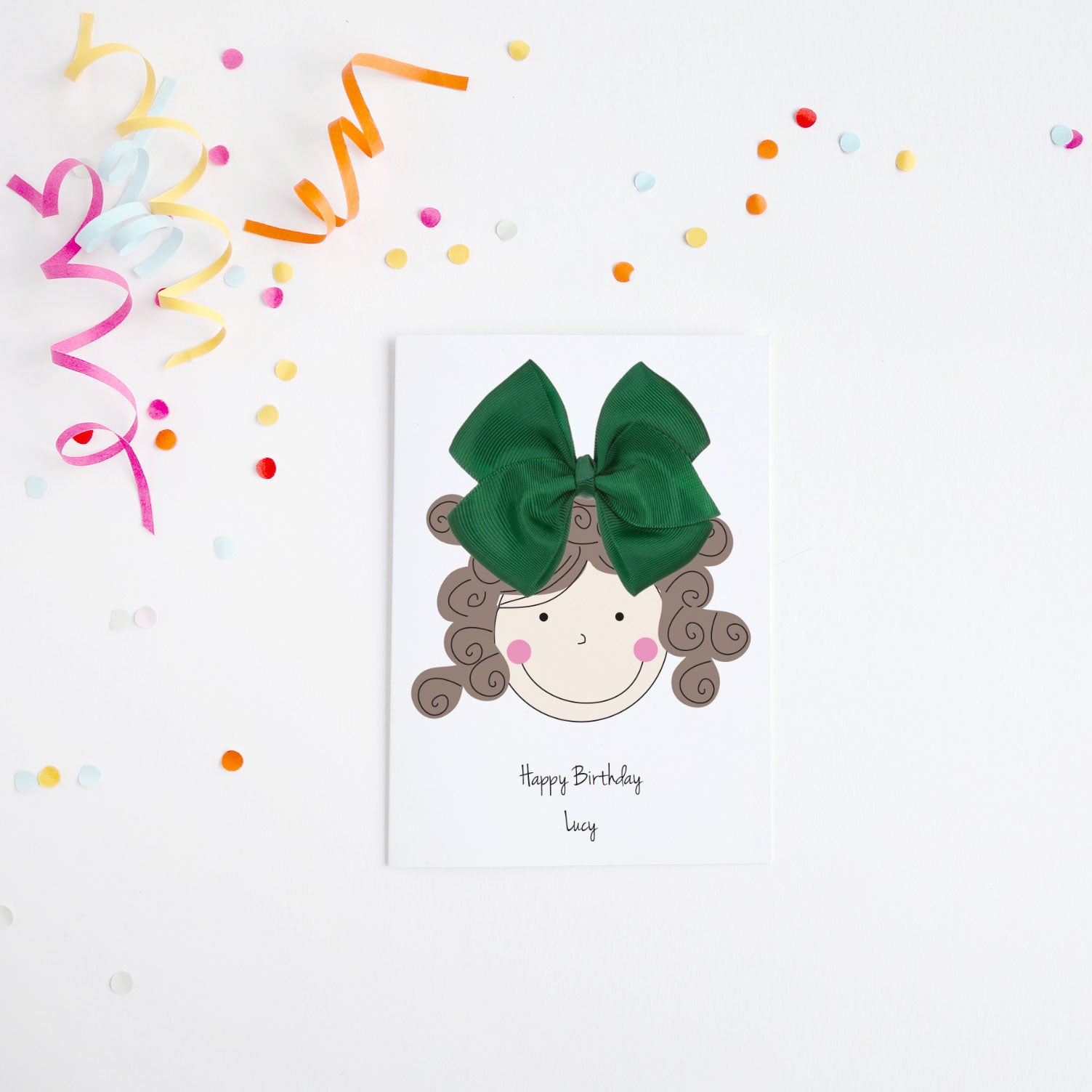 Happy Birthday Bow Card - Green Bow