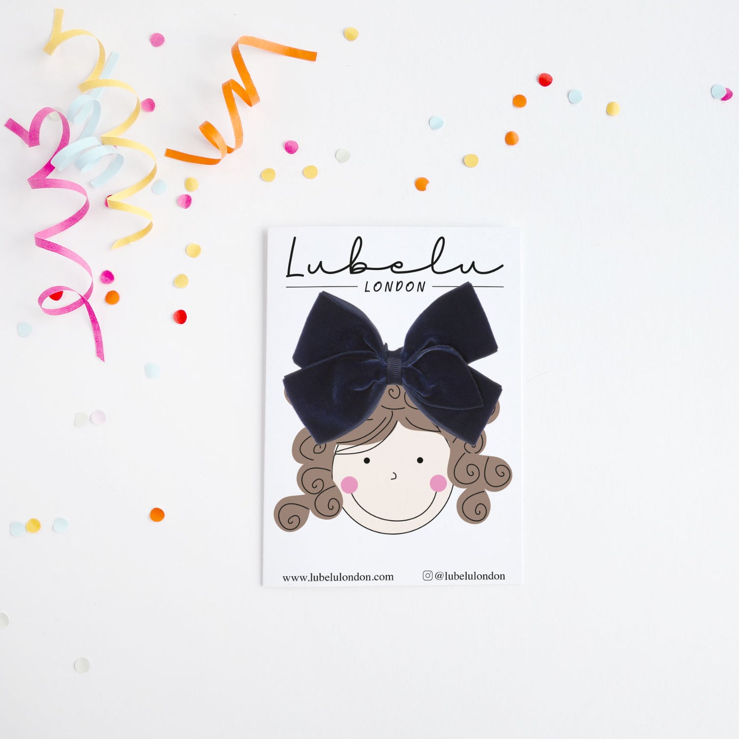 Navy Velvet Bow Hair Clip (11cm)