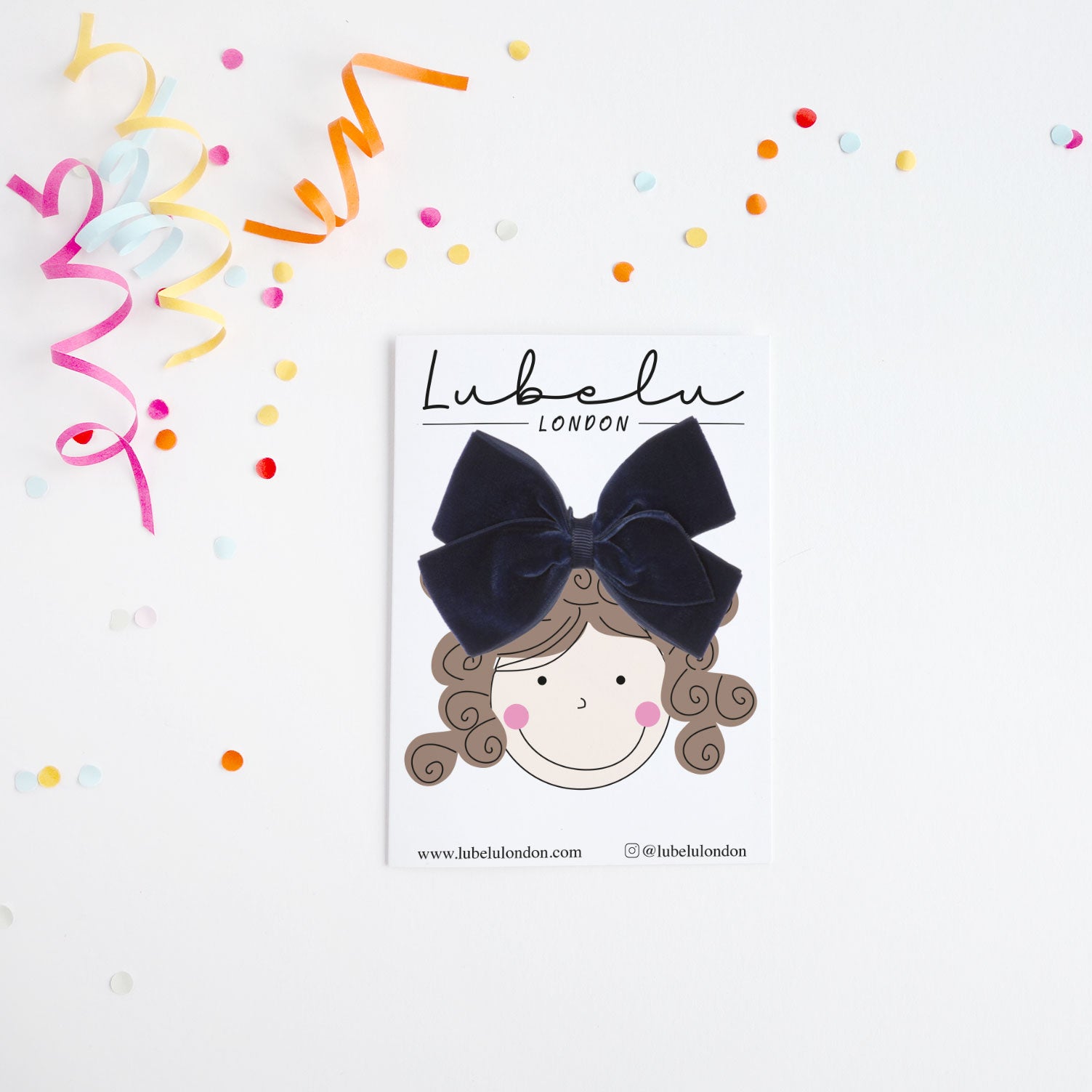 Navy Velvet Bow Hair Clip (11cm)