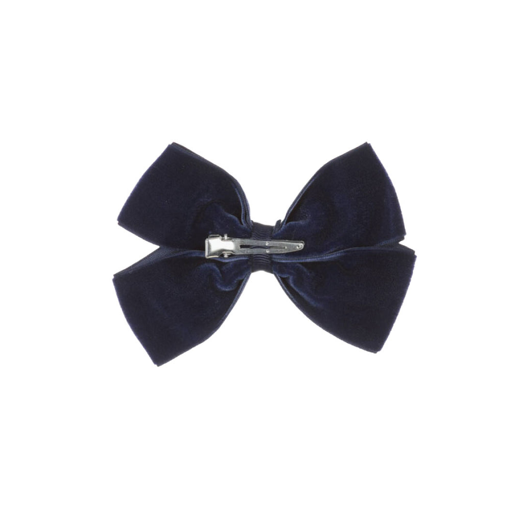 Navy Velvet Bow Hair Clip (11cm)