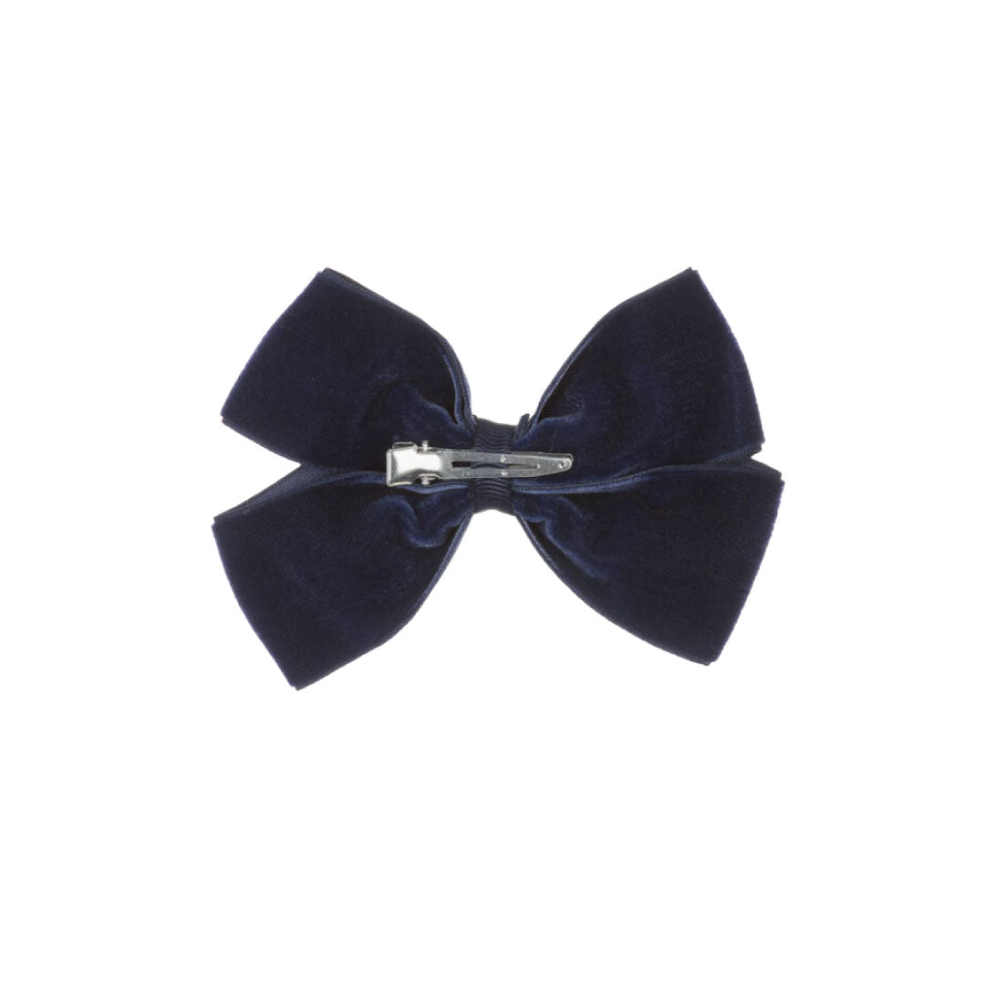 Navy Velvet Bow Hair Clip (11cm)