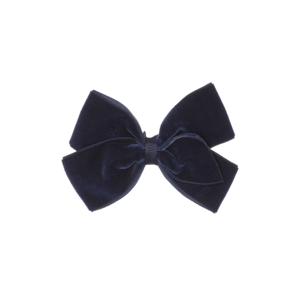 Navy Velvet Bow Hair Clip (11cm)