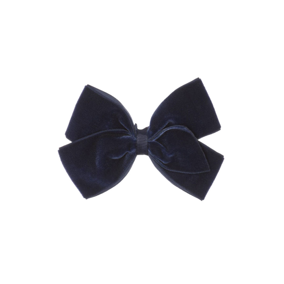 Navy Velvet Bow Hair Clip (11cm)