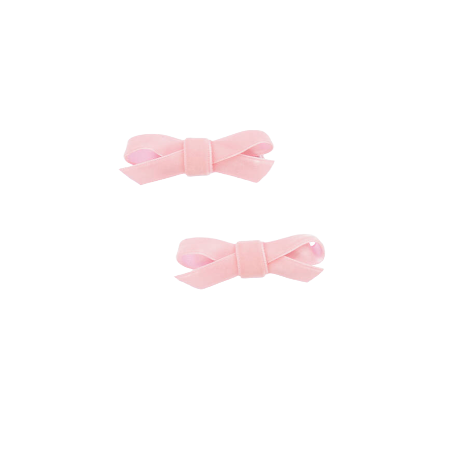 Girls Pink Velvet Bow Hair Clips (2 Pack)