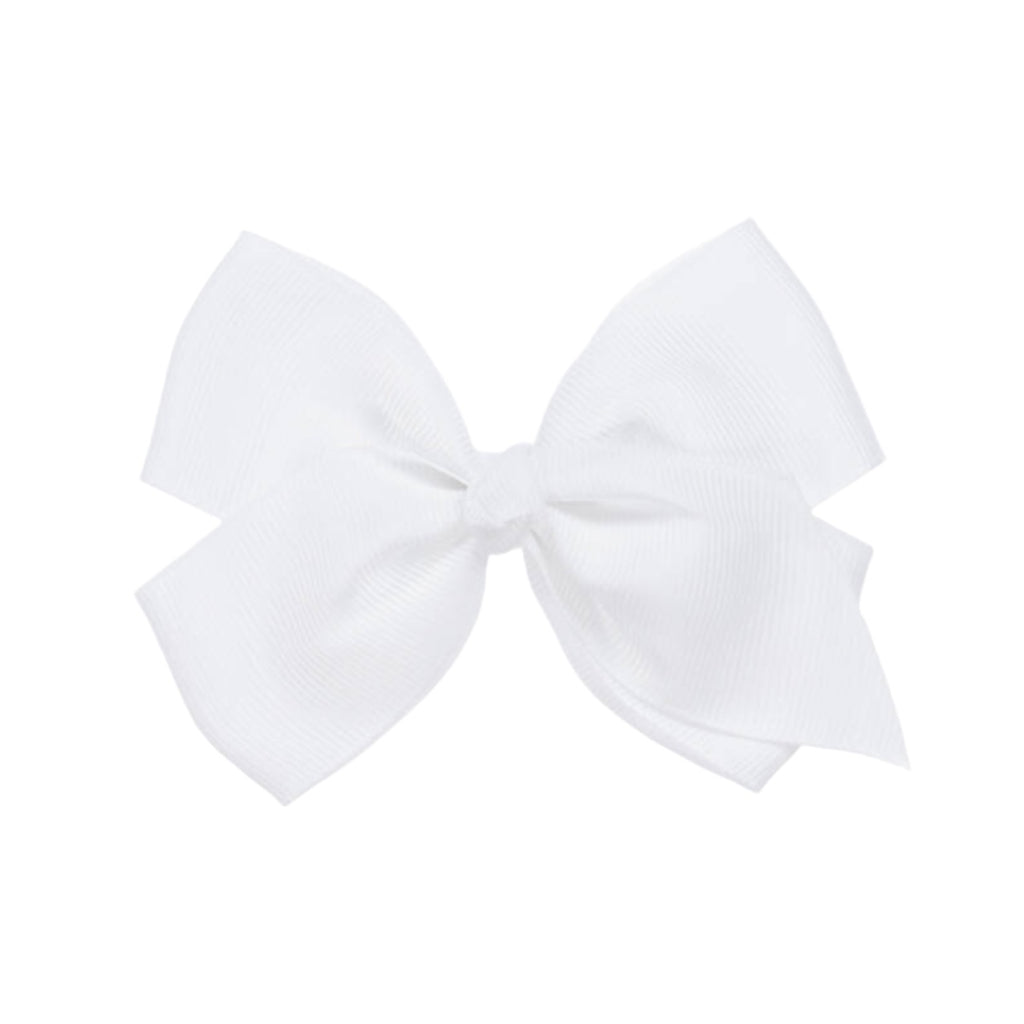 White Grosgrain Hair Bow Hair Clip (10cm)