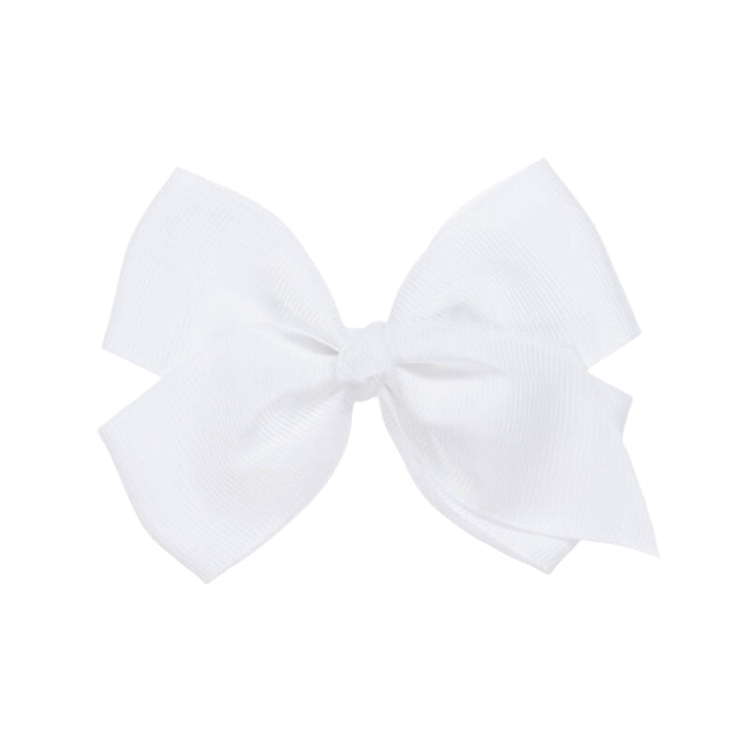 White Grosgrain Hair Bow Hair Clip (10cm)